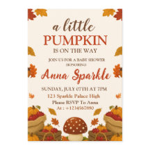 Liten pumpa baby shower inbjudningskort