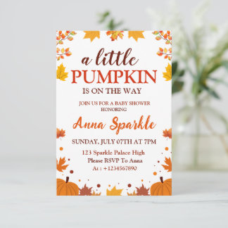Liten pumpa baby shower inbjudningskort