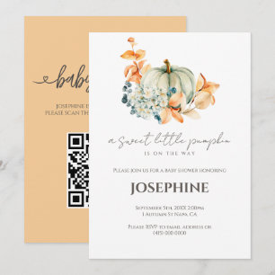 Liten Pumpa Baby Shower QR-presentregister Inbjudningar