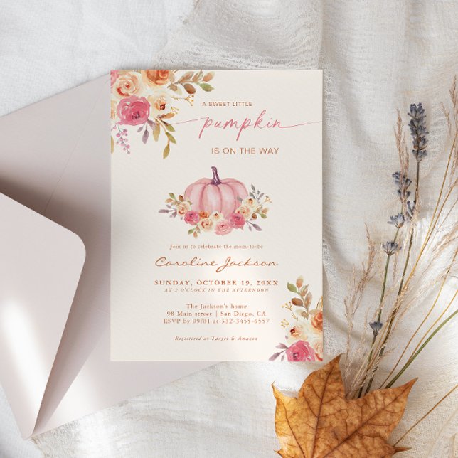 Liten Pumpa Baby Shower Rosa Flicka Inbjudningar (Skapare uppladdad)