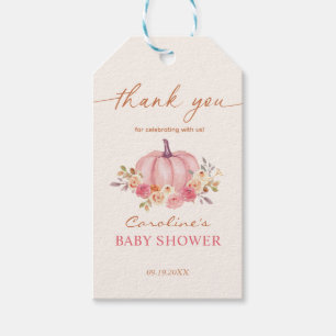 Liten Pumpa Baby Shower Rosa Flicka Presentetikett