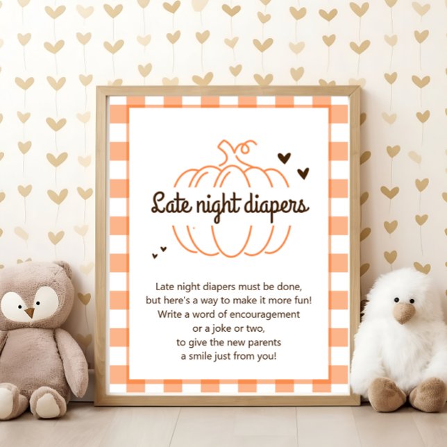 Liten pumpa baby shower senaftons blöjor skylt (Skapare uppladdad)