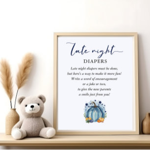 Liten pumpa Baby Shower-spel Sängvätning blöjor Poster