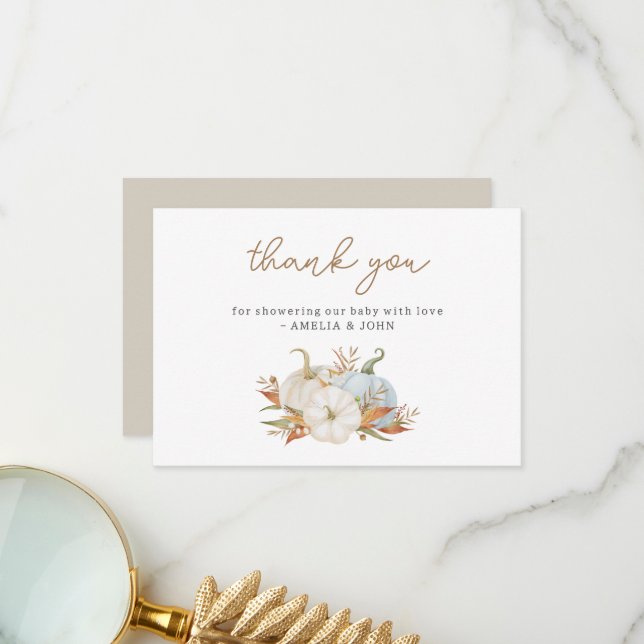 Liten pumpa baby shower tackkort tack kort (Fram/Back In Situ)