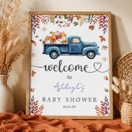 Liten pumpa baby shower välkomstskylt affisch