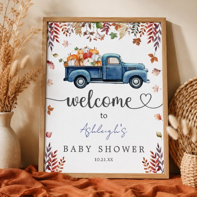 Liten pumpa baby shower välkomstskylt affisch (Little Pumpkin Baby Shower Welcome Sign Poster)
