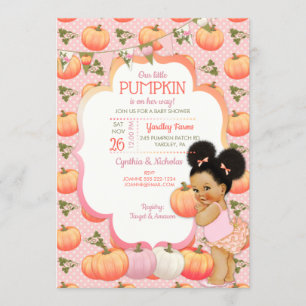 Liten Pumpa Babyflicka Shower Medium Puffs Inbjudningar