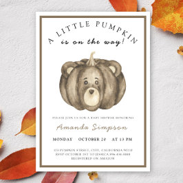 Liten Pumpa Björn Höst Baby shower Inbjudningar