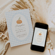 Liten Pumpa Blå Pojkar Baby Shower Inbjudan