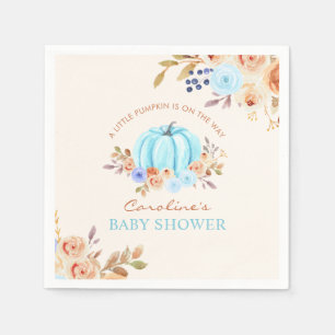Liten pumpa blå pojke baby shower pappersservetter