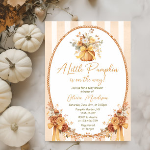 Liten Pumpa Blommig Band Baby Shower Inbjudan