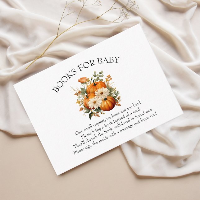 Liten pumpa Boho baby shower-böcker för bebis Tilläggskort (Books for baby - fall baby shower, little pumpkin is on the way)