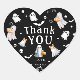 Liten Pumpa Boo – Halloween Baby Shower Hjärtformat Klistermärke