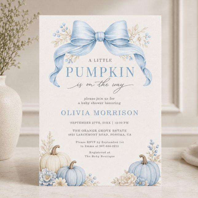 Liten pumpa Bow Bow pojke baby shower Inbjudningar (Skapare uppladdad)