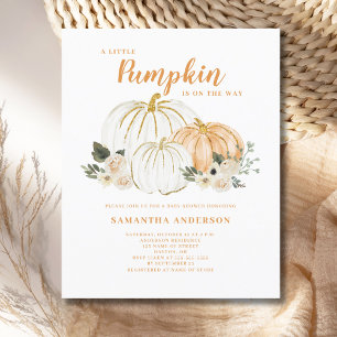 Liten pumpa budget-persika baby shower-inbjudan flygblad