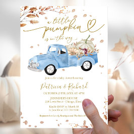 Liten Pumpa Budget Pojke Baby Shower Inbjudan Flygblad