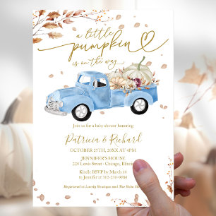 Liten Pumpa Budget Pojke Baby Shower Inbjudan Flygblad