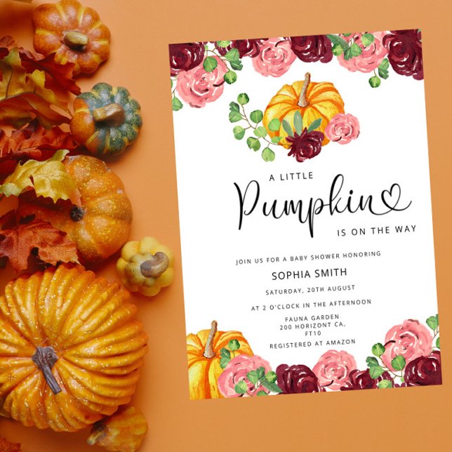 Liten pumpa burgunderröd baby shower inbjudningar (Skapare uppladdad)