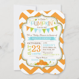 Liten Pumpa Chevron Baby Shower Inbjudan