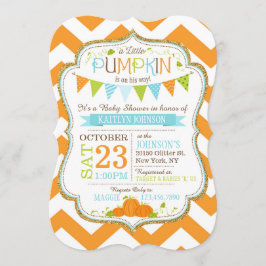 Liten Pumpa Chevron Baby Shower Inbjudan