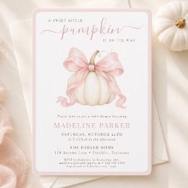 Liten Pumpa Coquette Rosa Båge Babyflicka Shower Inbjudningar
