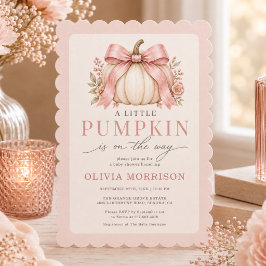 Liten Pumpa Coquette Rosa Båge Flicka Bebis Bjudni Inbjudningar