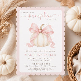 Liten pumpa elegant rosa båge babyflicka shower inbjudningar