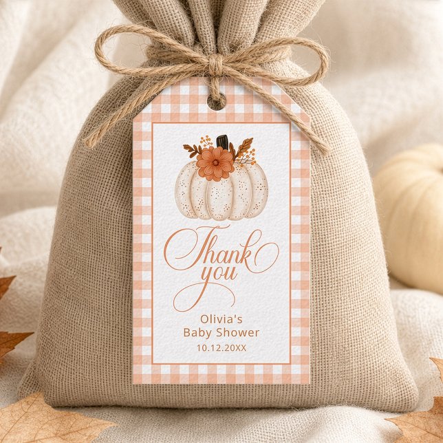 Liten pumpa Fall Baby Shower Tacksamhet Presentetikett (Skapare uppladdad)