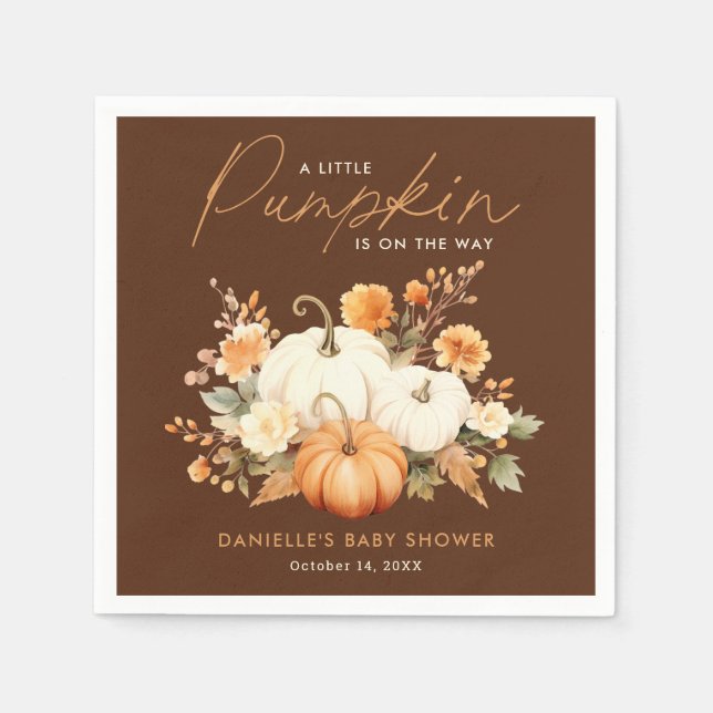 Liten Pumpa Floral Boho Botanisk Babyfirande  Pappersservett (Framsidan)