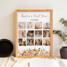 Liten pumpa första året foto milstolpe affisch