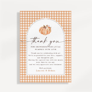 Liten Pumpa Gingham Baby Shower Tacksamhetskort Inbjudningar