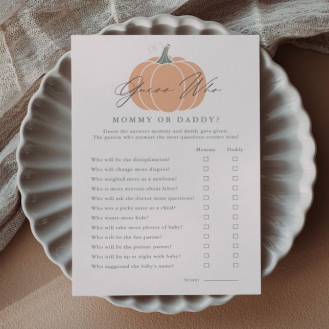 Liten Pumpa Gissa Vem Baby Shower Lek Inbjudningar (Guess Who Little Pumpkin Baby Shower Games.)
