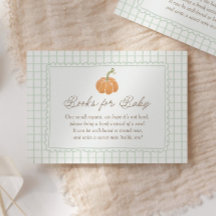 Liten pumpa grön rutig baby shower