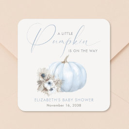 Liten Pumpa Höst Baby Pojke Shower Fyrkantigt Klistermärke
