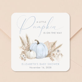 Liten Pumpa Höst Baby Pojke Shower Fyrkantigt Klistermärke