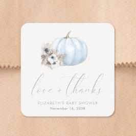 Liten Pumpa Höst Baby Pojke Shower Tack Fyrkantigt Klistermärke