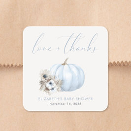 Liten Pumpa Höst Baby Pojke Shower Tack Fyrkantigt Klistermärke