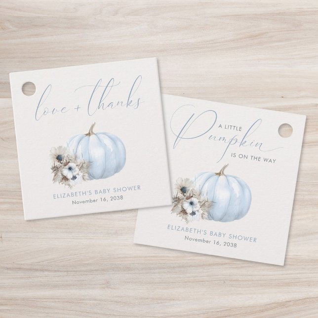 Liten Pumpa Höst Baby Pojke Shower Tack Gåvor Etiketter (Little Pumpkin Fall Baby Boy Shower Thank You Favor Tags)