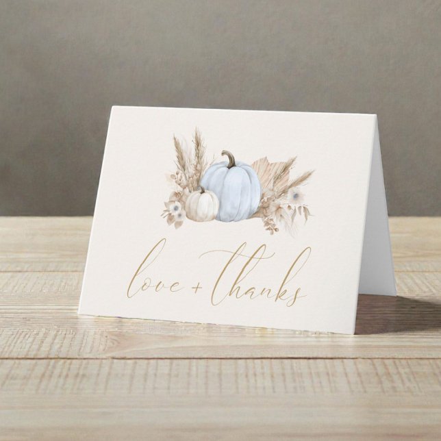Liten Pumpa Höst Baby Pojke Shower Tack Kort (Little Pumpkin Fall Baby Boy Shower Thank You Card)