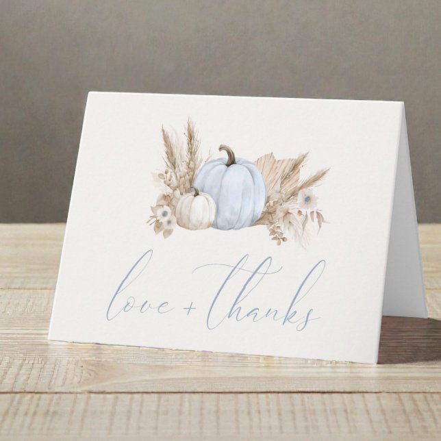 Liten Pumpa Höst Baby Pojke Shower Tack Kort (Little Pumpkin Fall Baby Boy Shower Thank You Card)