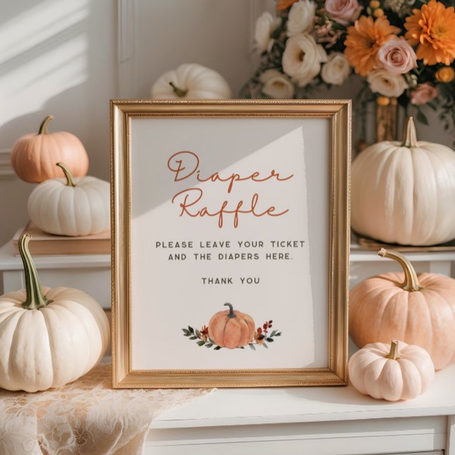 Liten Pumpa Höst Baby Shower Blöja Lotteri Poster (Skapare uppladdad)