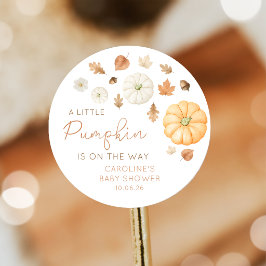Liten pumpa höst baby shower dekal runt klistermärke