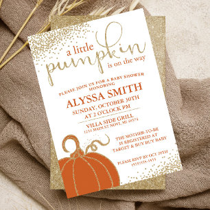 Liten pumpa höst baby shower inbjudan