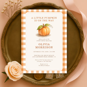 Liten pumpa höst baby shower inbjudningar