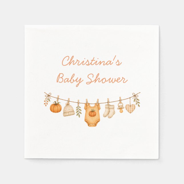 Liten Pumpa Höst Baby Shower Pappersservett (Framsidan)
