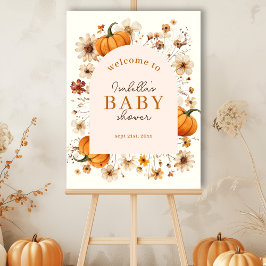 Liten Pumpa Höst Baby Shower Välkomstskylt