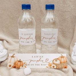 Liten pumpa höst baby shower vattenflaskor etikett