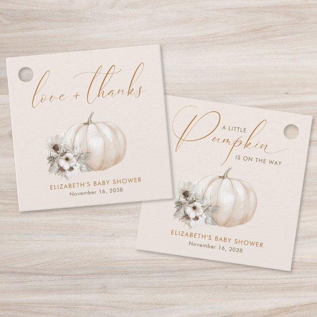 Liten Pumpa Höst Bebis Shower Tack Gåvor Etiketter (Little Pumpkin Fall Baby Shower Thank You Favor Tags)