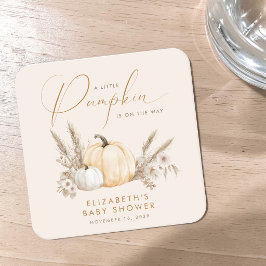 Liten Pumpa Höst Bebis Shower Underlägg Papper Kvadrat
