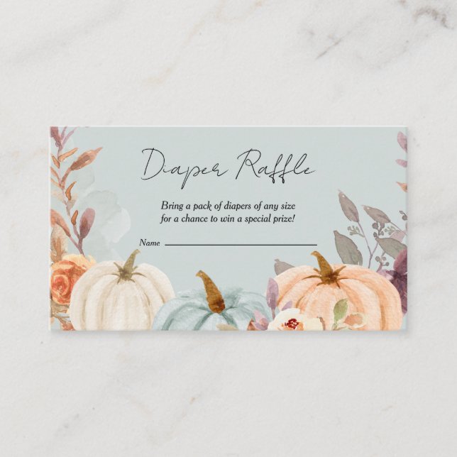 Liten pumpa höst blöja lotteri baby shower tilläggskort (Framsida)